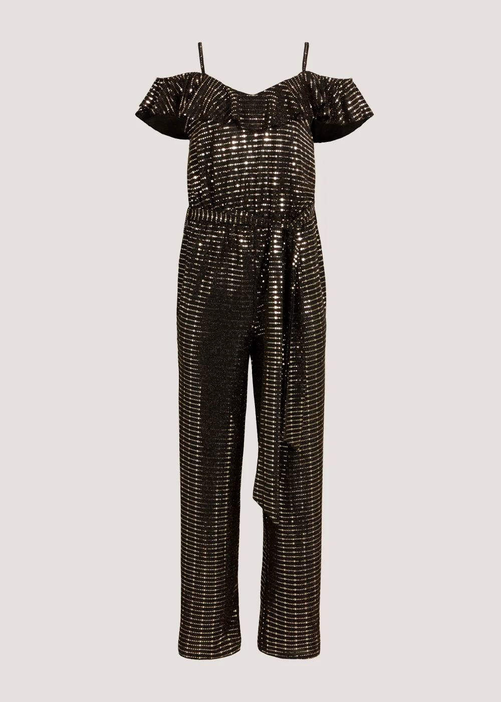 Et Vous Gold Sequin Cold Shoulder Jumpsuit - 8 Image 4