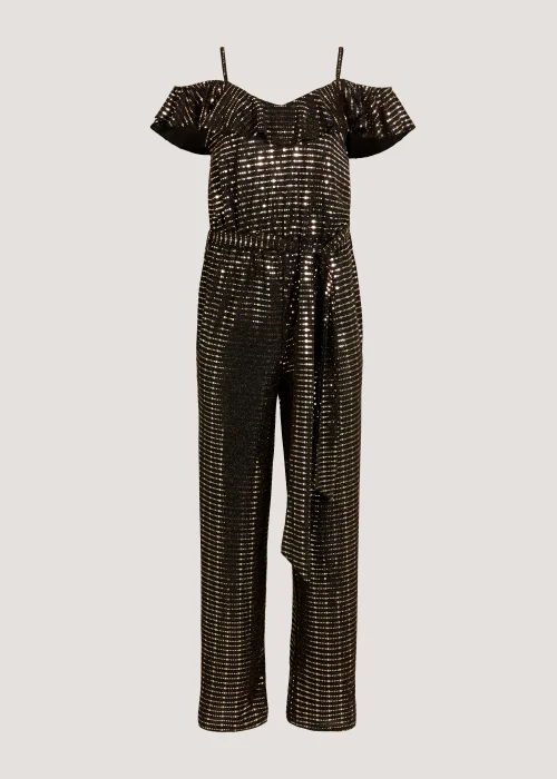 Et Vous Gold Sequin Cold Shoulder Jumpsuit - 8 Image 4