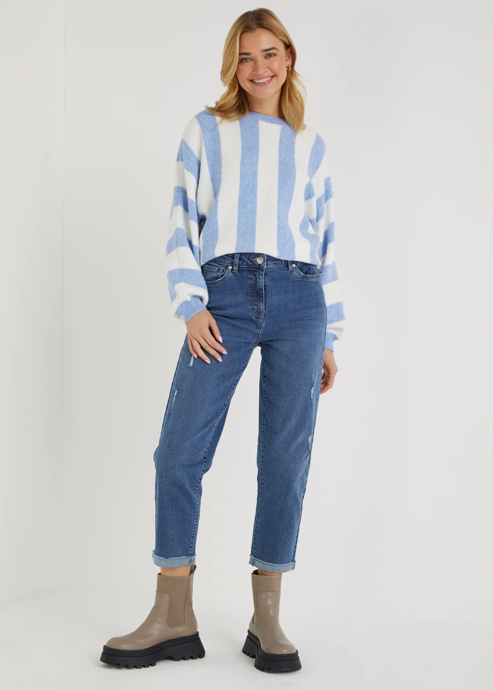 Papaya Petite Blue Stripe Jumper - Extra small Image 4