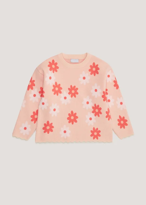 Girls Pink Daisy Jumper (4-13yrs) - Age 4 Years Image 1