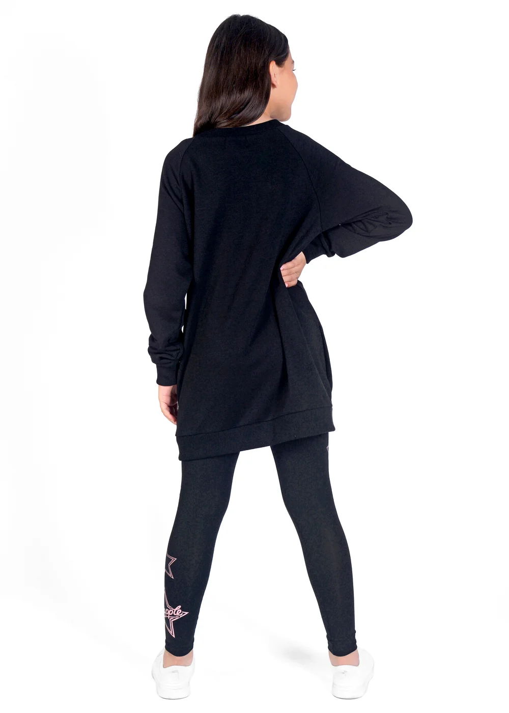 Girls Pineapple Black Glitter Logo Oversized Longline Sweatshirt (5-13yrs) - 5-6 Yrs Image 3