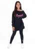 Girls Pineapple Black Glitter Logo Oversized Longline Sweatshirt (5-13yrs) - 5-6 Yrs Image 1