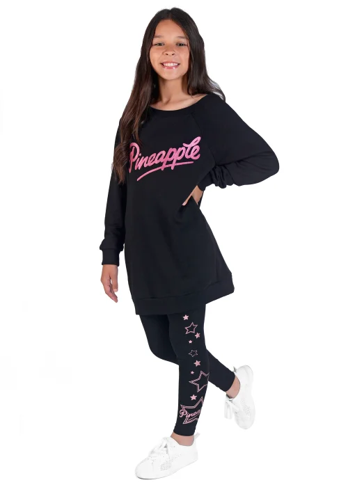 Girls Pineapple Black Glitter Logo Oversized Longline Sweatshirt (5-13yrs) - 5-6 Yrs Image 2