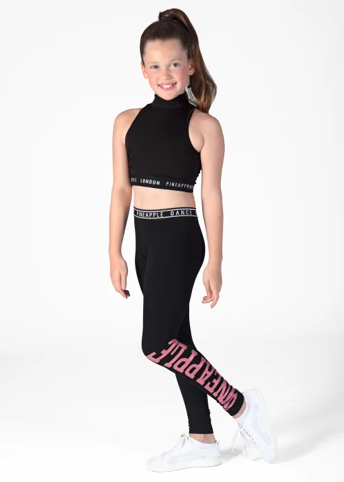 Girls Pineapple Black Glitter Jacquard Leggings (5-13yrs) - 9-10 Yrs Image 4