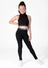 Girls Pineapple Black Glitter Jacquard Leggings (5-13yrs) - 9-10 Yrs Image 2
