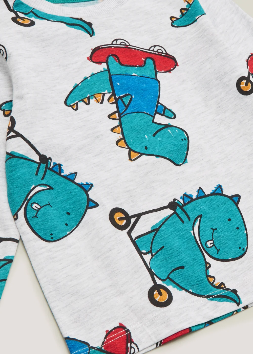 Boys Grey Marl Dinosaur Print Long Sleeve T-Shirt (9mths-6yrs) - Age 18 - 23 Months Image 2