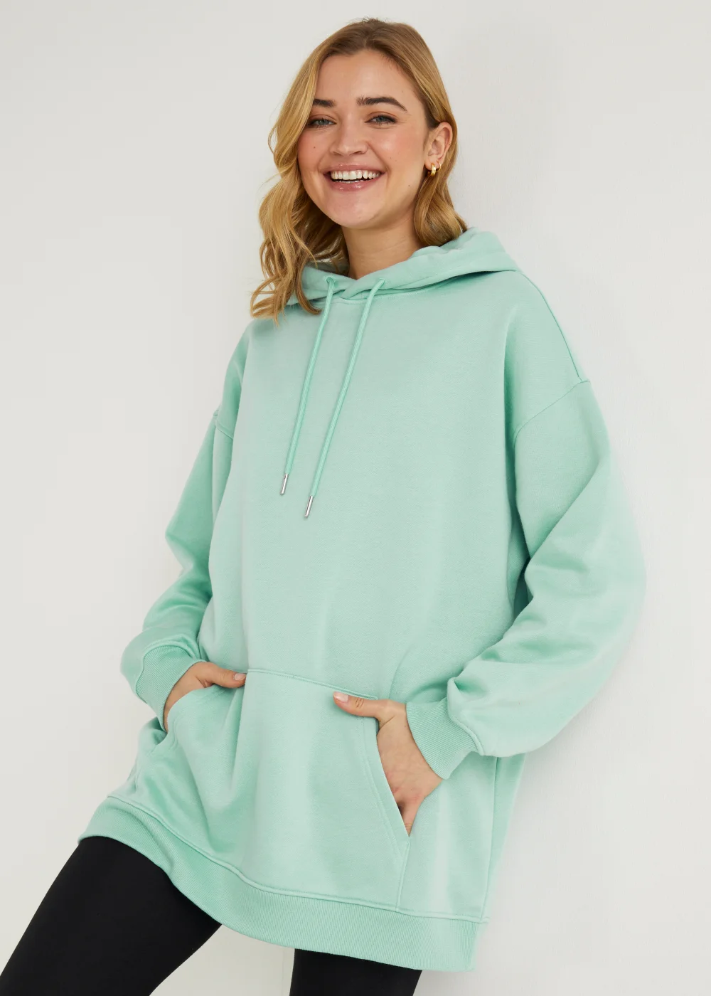 Green Longline Hoodie - S Image 1