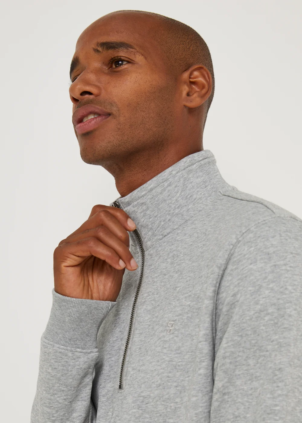 Farah Aintree Grey 1/4 Zip Sweatshirt - Extra Large Image 5