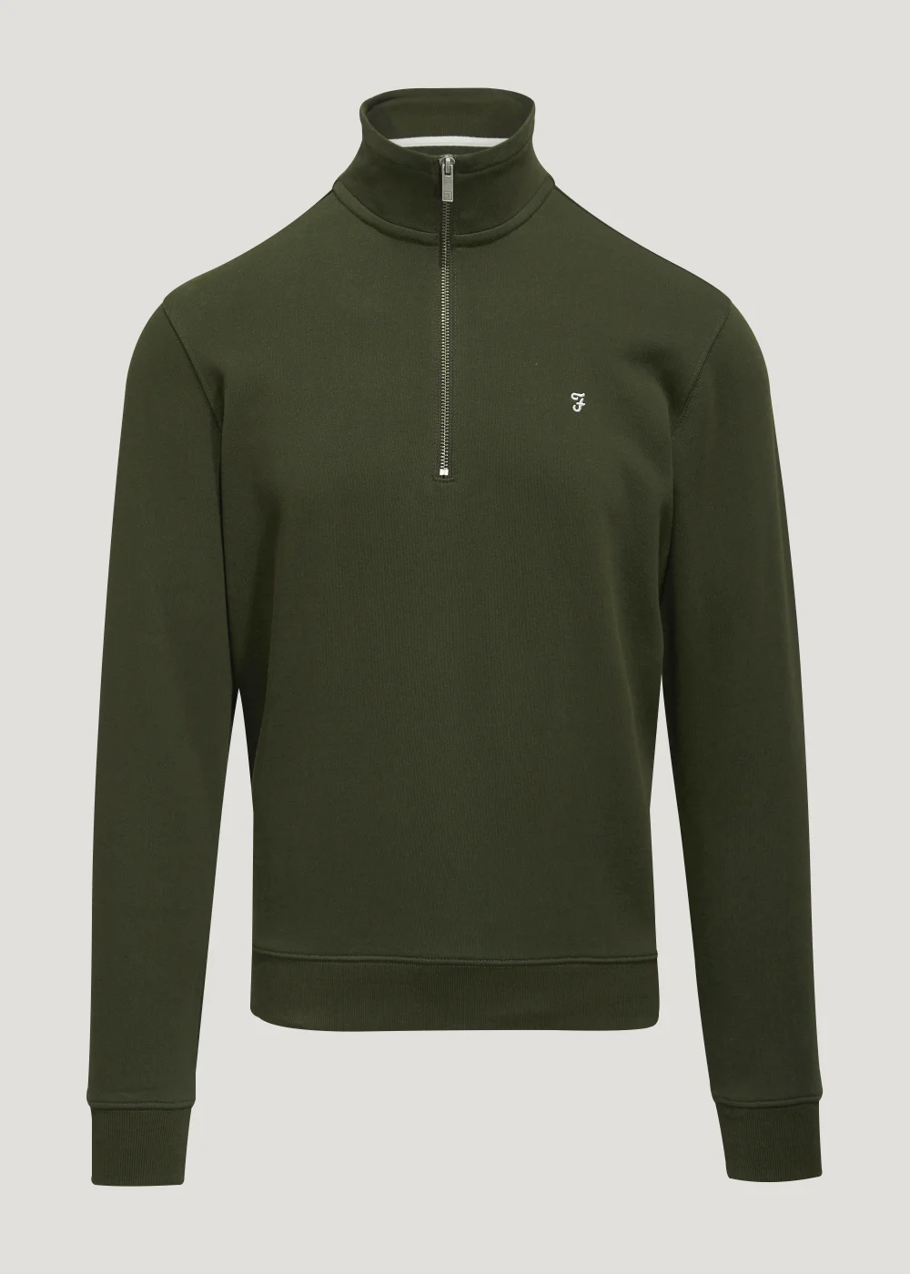 Farah Aintree Green 1/4 Zip Sweatshirt - Small Image 5