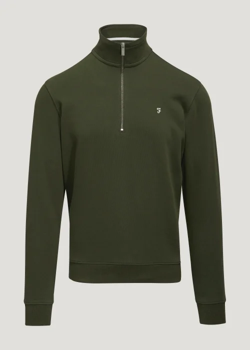 Farah Aintree Green 1/4 Zip Sweatshirt - Small Image 5