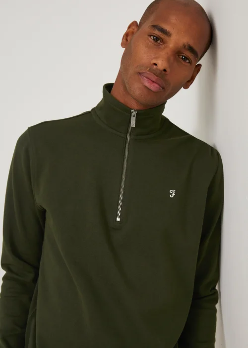 Farah Aintree Green 1/4 Zip Sweatshirt - Small Image 4
