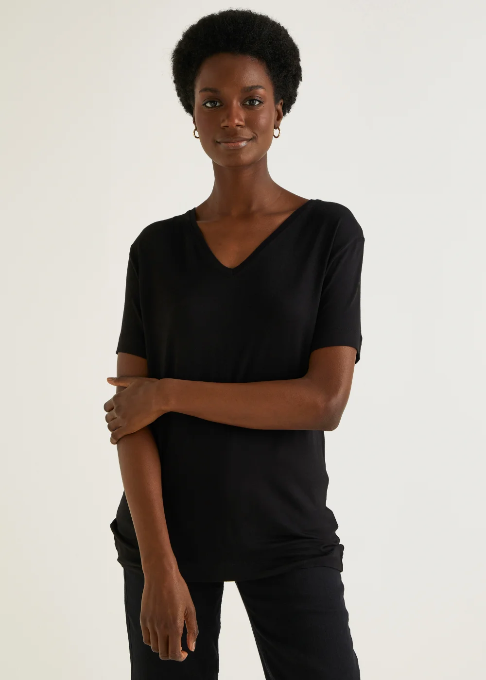 Black V-Neck T-Shirt - 8 Image 1