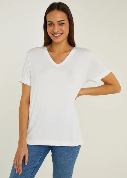 White Essential V-Neck T-Shirt - Size 8 Image 1
