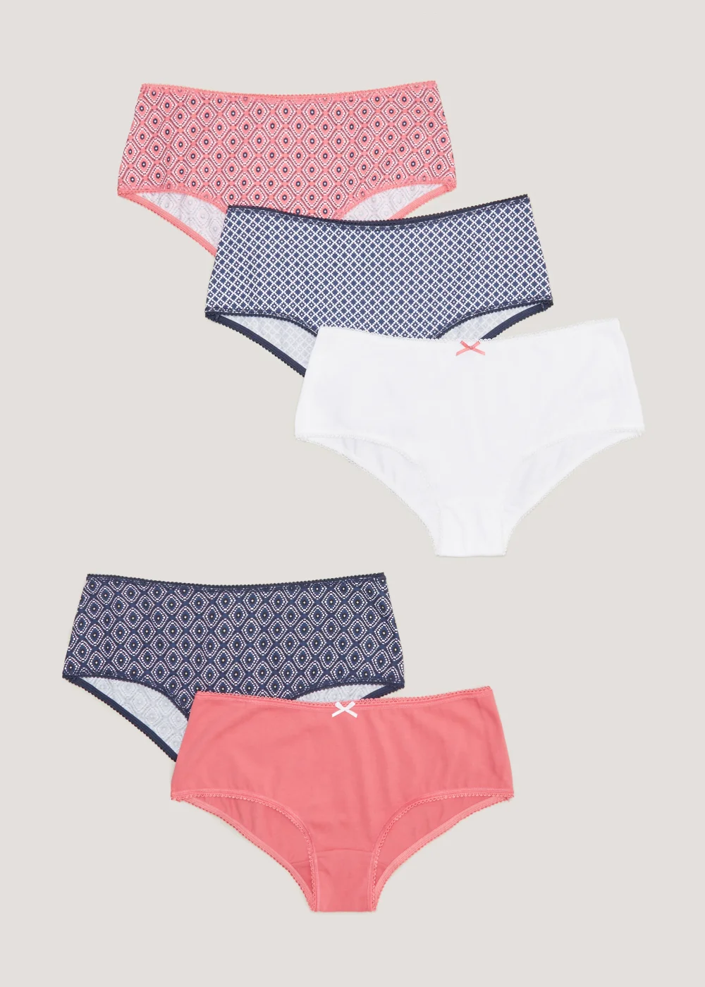 5 Pack Plain & Print Short Knickers - Size 8 Image 1