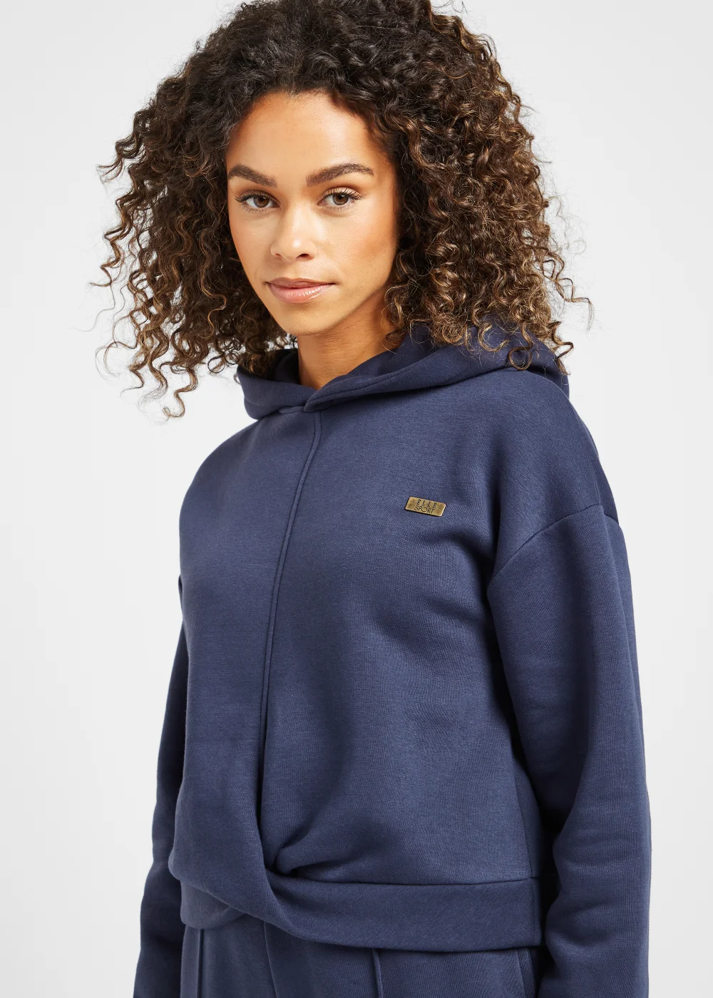 Elle Sport Navy Twist Front Cropped Hoodie - Extra small Image 3