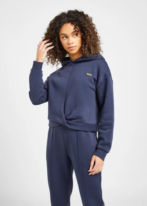 Elle Sport Navy Twist Front Cropped Hoodie - Extra small Image 1
