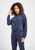 Elle Sport Navy Twist Front Cropped Hoodie - Extra small Image 1