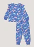 Girls Blue Unicorn & Rainbow Pyjama Set (9mths-5yrs) - Age 9 - 12 Months Image 1