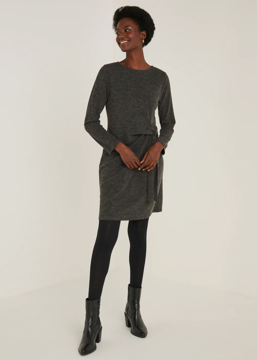 Grey Long Sleeve Jersey Dress - 8 Image 2