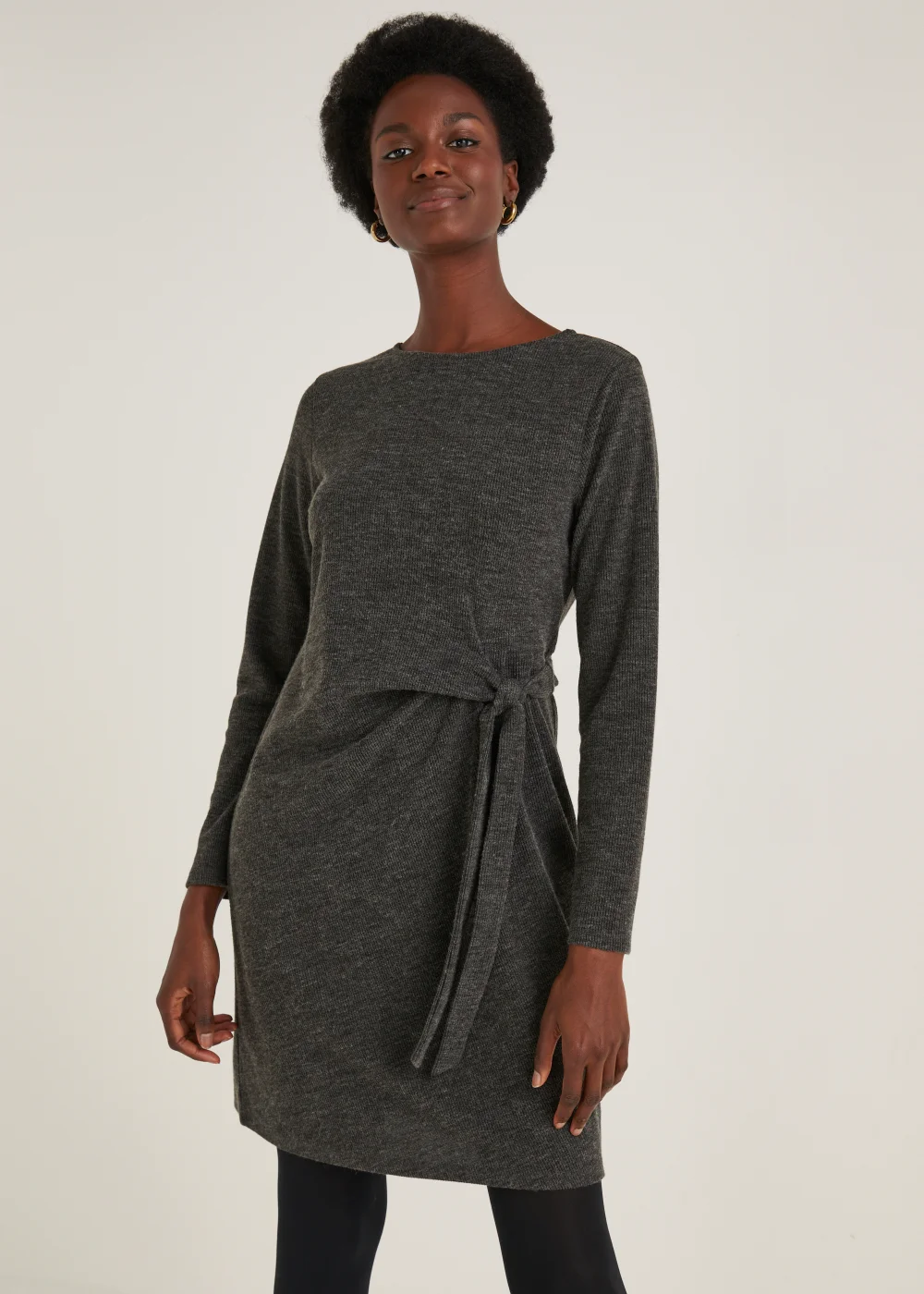 Grey Long Sleeve Jersey Dress - 8 Image 1