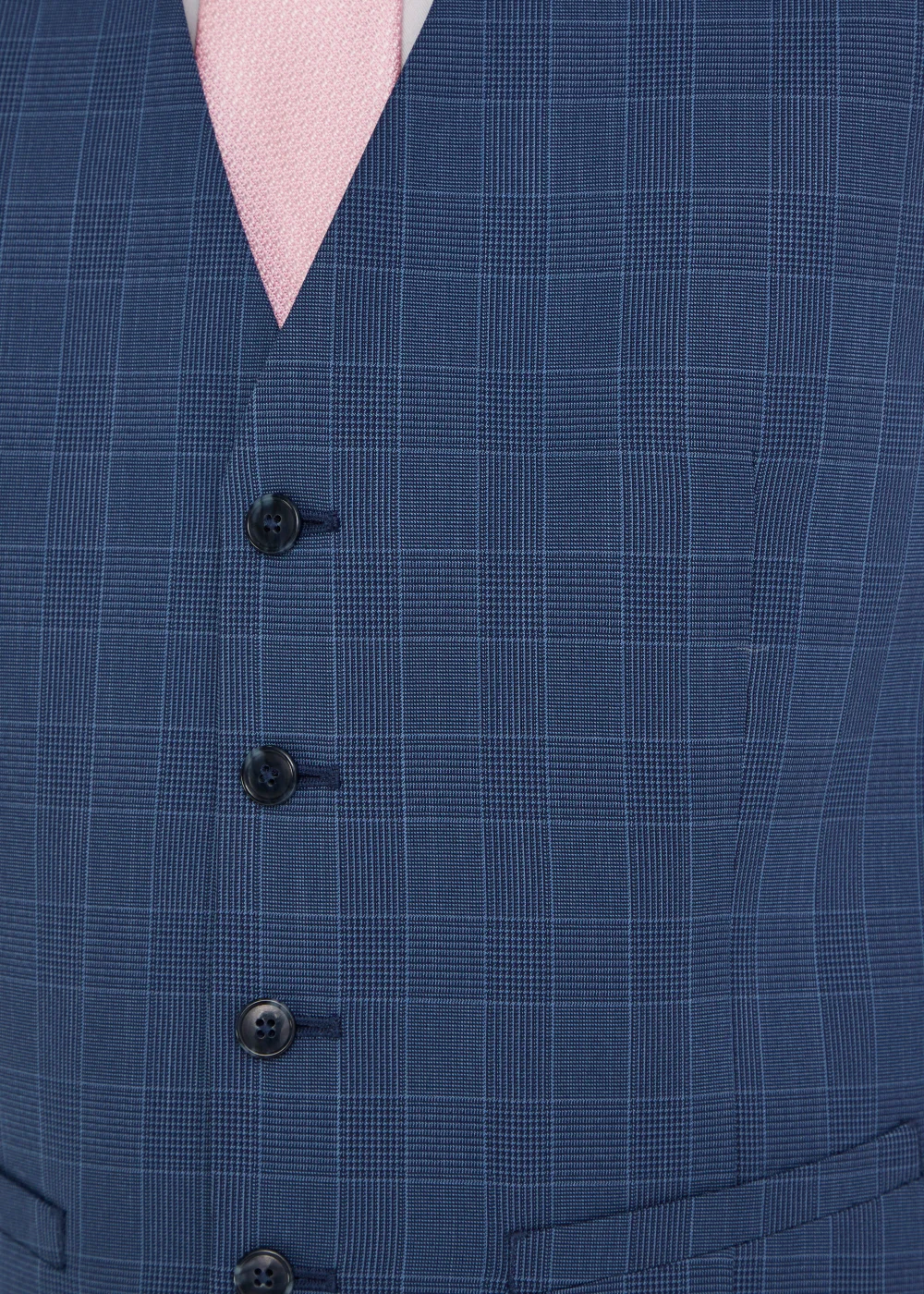 Taylor & Wright Hemsworth Blue Check Slim Fit Suit Waistcoat - Small Image 3