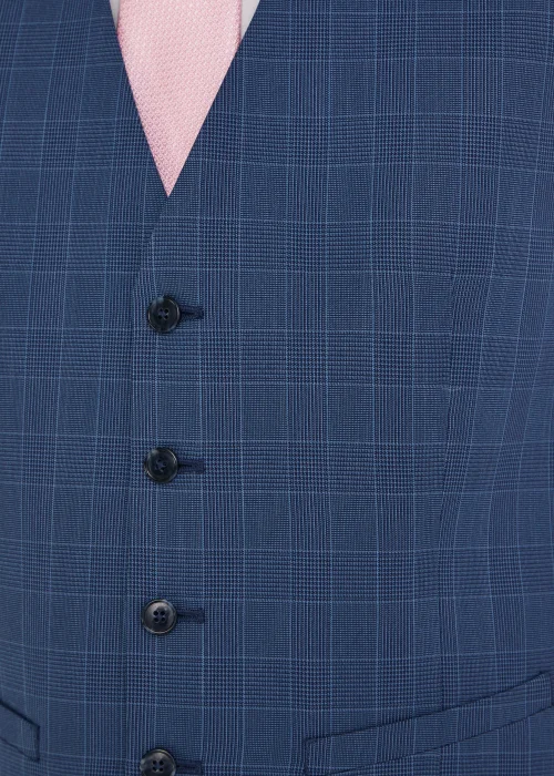 Taylor & Wright Hemsworth Blue Check Slim Fit Suit Waistcoat - Small Image 3