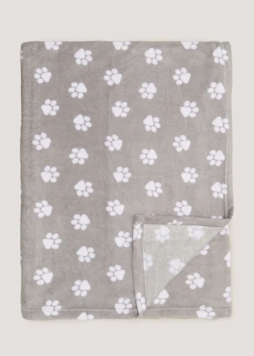 Grey Paw Print Pet Fleece Blanket (130cm x 150cm) Image 1