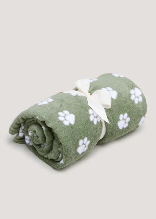 Green Paw Print Pet Fleece Blanket (130cm x 150cm) Image 1