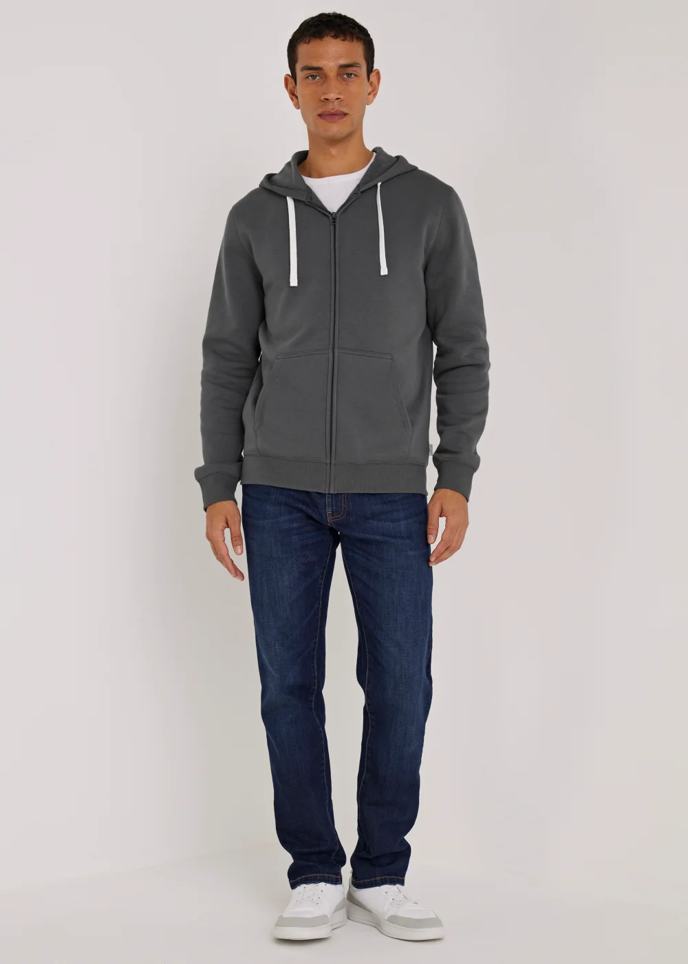Grey Essential Zip Up Hoodie - S Image 4