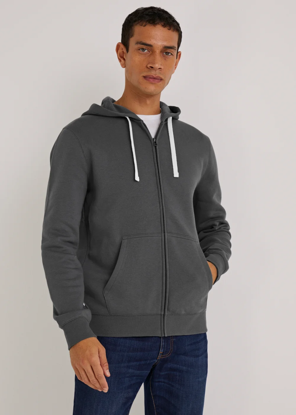 Grey Essential Zip Up Hoodie - S Image 1