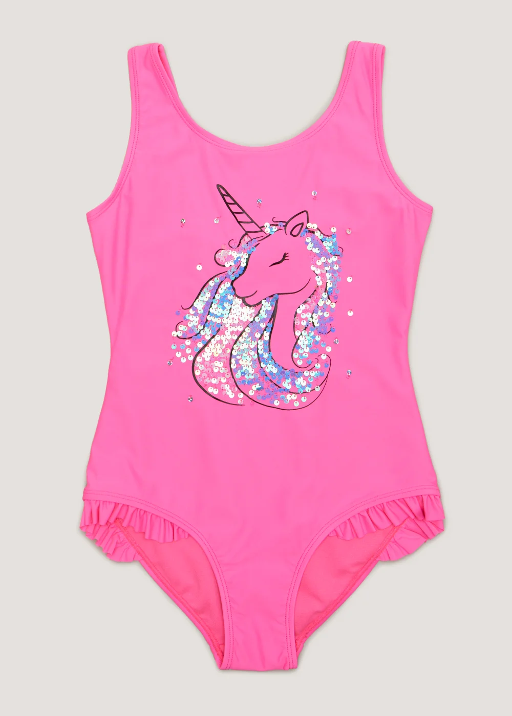 Girls Pink Unicorn Swim Costume (4-13yrs) - 4-5 Yrs Image 1