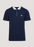Navy Textured Zip Polo Shirt - S Image 5