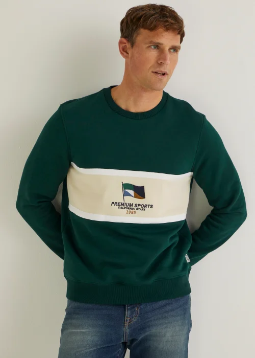 Green Premium Sports Embroidered Flag Sweatshirt - Small Image 1