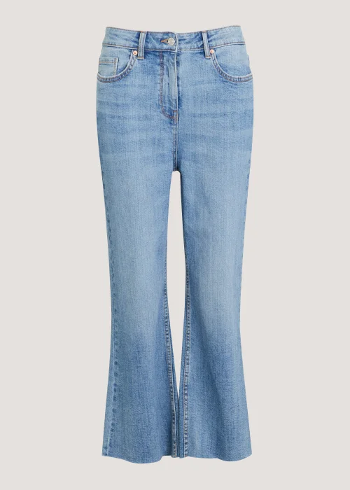 Mid Wash Cropped Flared Jeans - Size 8 Image 4