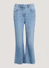 Mid Wash Cropped Flared Jeans - Size 8 Image 4