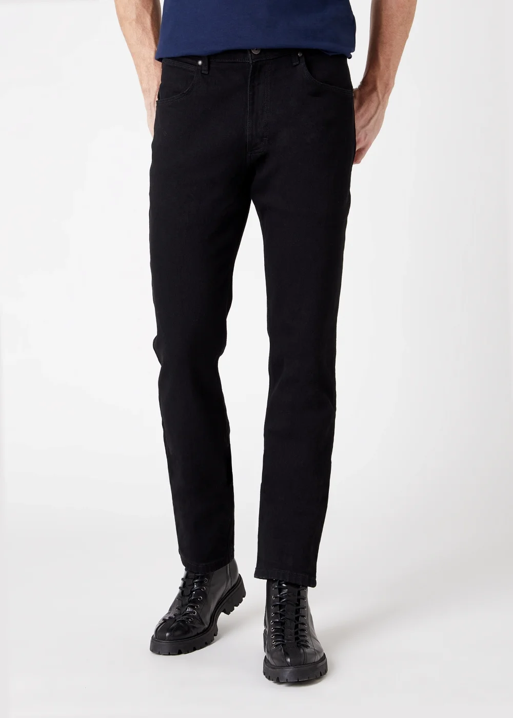 Wrangler Blue Black Regular Fit Jeans - 30 S Image 1