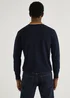 Navy & Tan Stripe Long Sleeve Polo Shirt - S Image 4