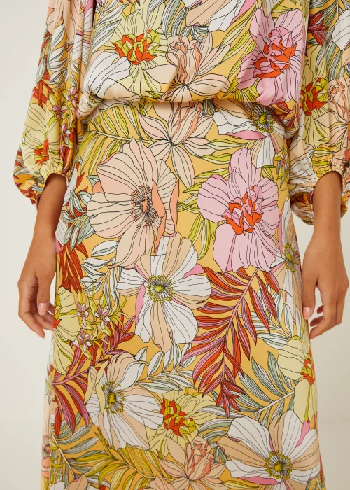 Be Beau Yellow Floral Midi Skirt - Size 6 Image 3