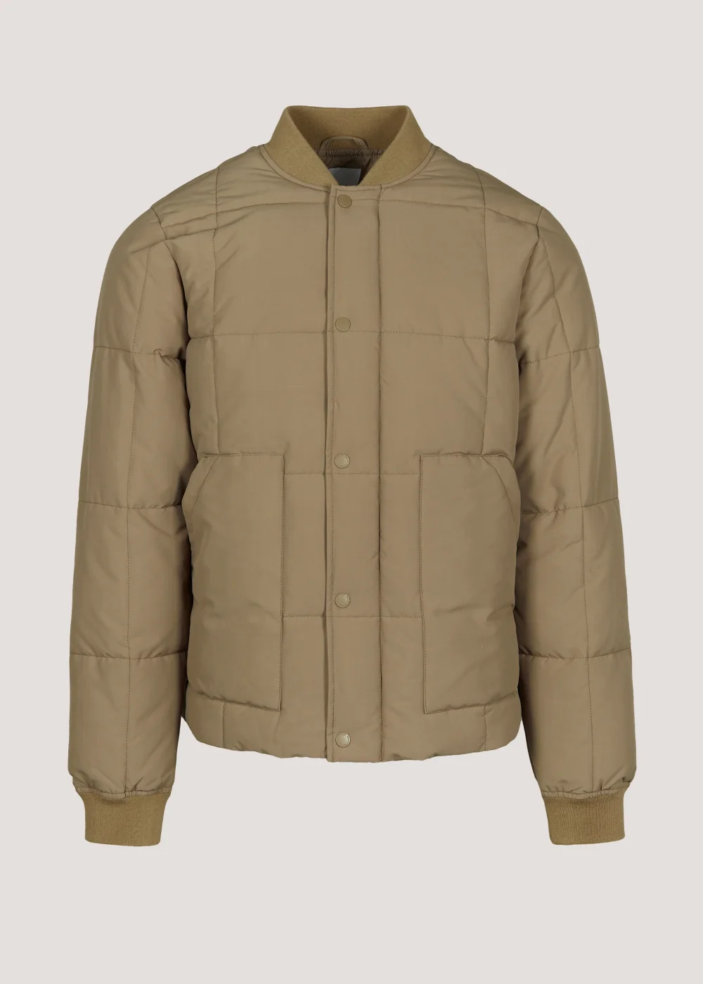 Tan Square Quilted Bomber Jacket - S Image 4