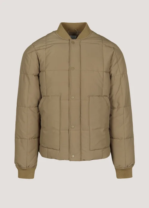 Tan Square Quilted Bomber Jacket - S Image 4