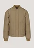 Tan Square Quilted Bomber Jacket - S Image 4