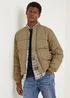 Tan Square Quilted Bomber Jacket - S Image 1