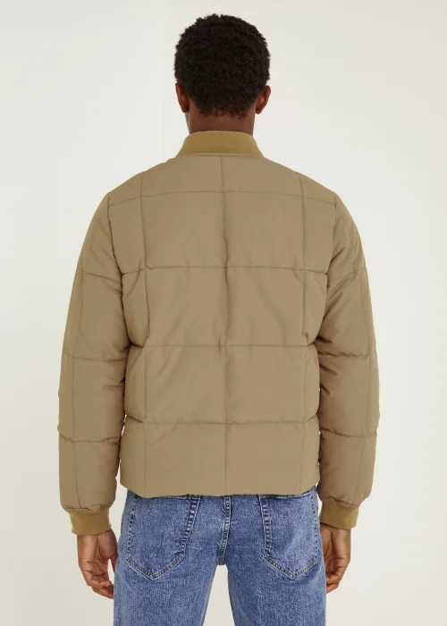Tan Square Quilted Bomber Jacket - S Image 5