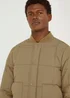 Tan Square Quilted Bomber Jacket - S Image 3