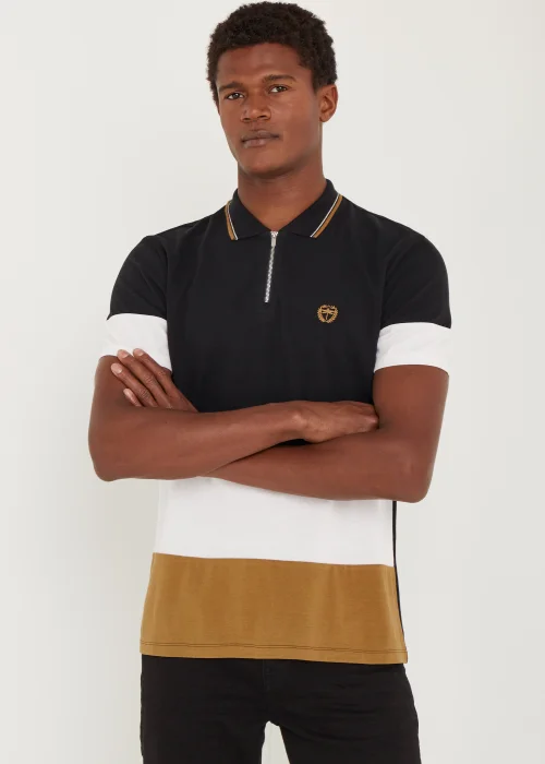 Black Colour Panel Polo Shirt - S Image 1
