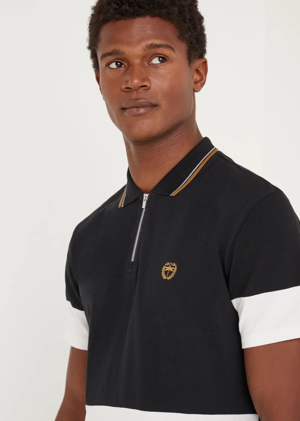 Black Colour Panel Polo Shirt - S Image 5
