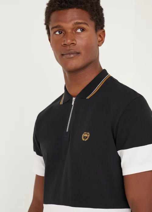 Black Colour Panel Polo Shirt - S Image 5