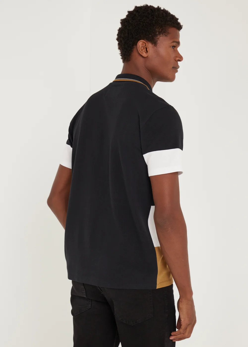 Black Colour Panel Polo Shirt - S Image 3
