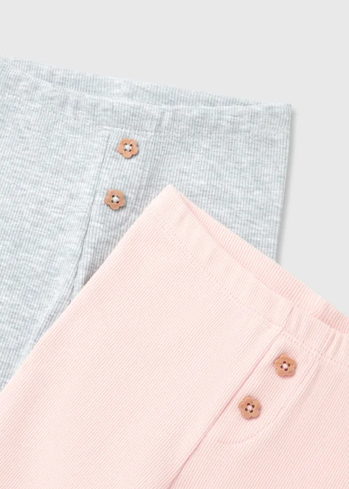 Girls 2 Pack Pink Leggings (9mths-6yrs) - Age 9 - 12 Months Image 2