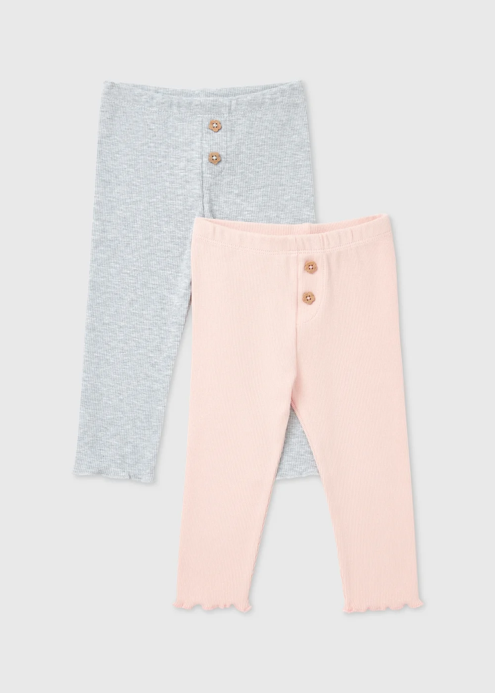 Girls 2 Pack Pink Leggings (9mths-6yrs) - Age 9 - 12 Months Image 1